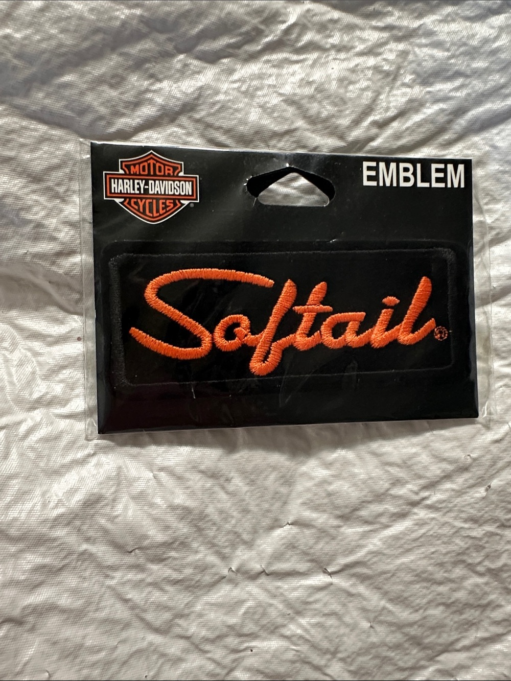 Harley-Davidson Black Patch with Orange Softail Script